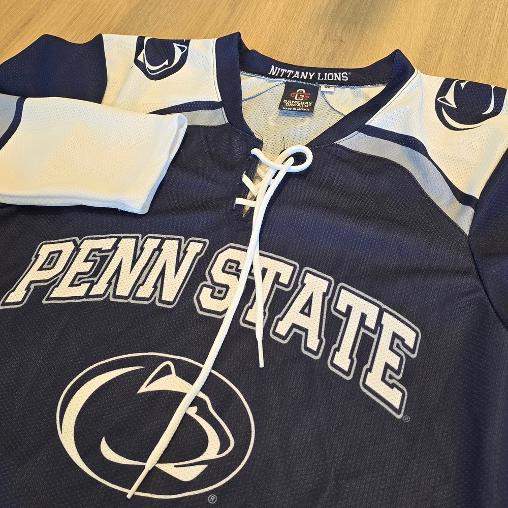Penn State Nittany Lions Hockey Jersey Gameday Greats Navy‎ White Mens Small